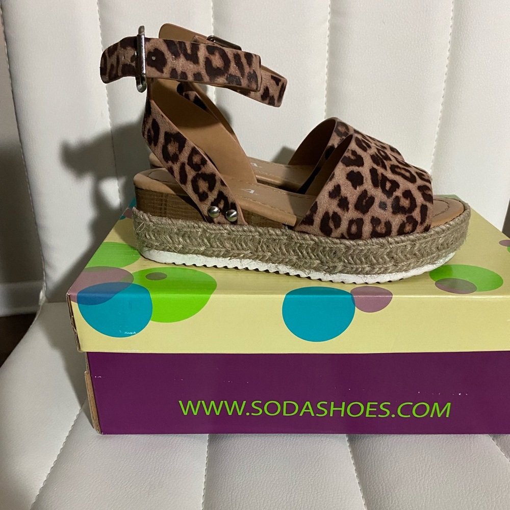 Cheetah Print Girls Wedge Sandal